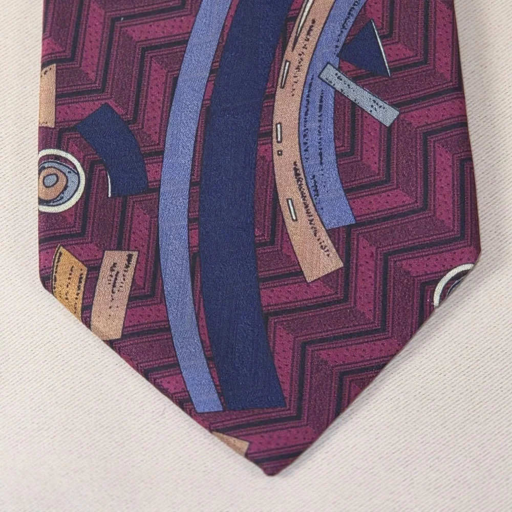 Robert Talbott Nordstrom Silk Tie Abstract Art‎ Geometric Burgundy USA Necktie